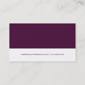 Mono Eggpflanze Lila & White Business Card Visitenkarte (Rückseite)