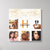 Mono-Foto-Collage aus weißem Glitzer Leinwanddruck (Vorderseite)