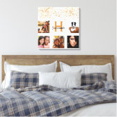 Mono-Foto-Collage aus weißem Glitzer Leinwanddruck (Insitu (Schlafzimmer))