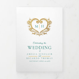 Mono-Foto-Hochzeitskalender für Herz Dreifach-gefaltete Programmkarte