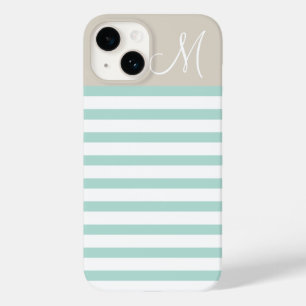Mono für Minze und Leinen Beige Preppy Stripes Case-Mate iPhone 14 Hülle