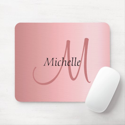 Mono Gramm Moderne elegante Rose Gold Template Mousepad (Mit Mouse)