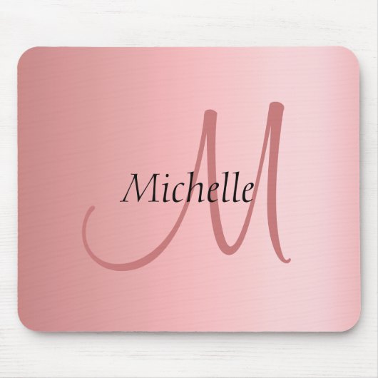 Mono Gramm Moderne elegante Rose Gold Template Mousepad (Vorne)