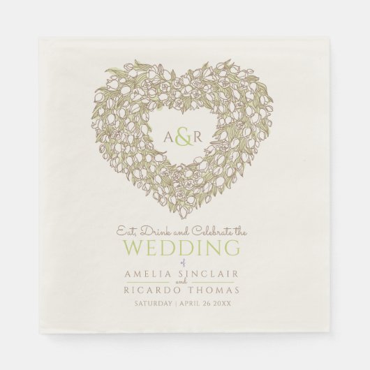 Mono-Gramm-Tulpenkrautfarbe zeichnend Serviette (Vorderseite)