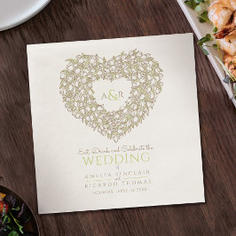 Mono-Gramm-Tulpenkrautfarbe zeichnend Serviette