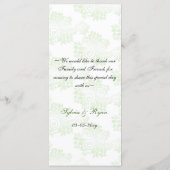 Mono-grünes Hochzeitsmenü Menükarte (Rückseite)