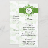 Mono-grünes Hochzeitsmenü Menükarte (Vorne/Hinten)
