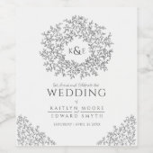 Mono handgezeichnete Mono-Mono-Kunsthochzeit Weinetikett (Einzelnes Label)