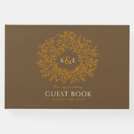 Mono-Hochzeit auf weißem Orangenblatt Gästebuch