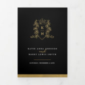 Mono-Hochzeit aus schwarzem Foto Dreifach-gefaltete Programmkarte (Cover)