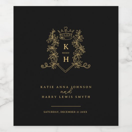 Mono-Hochzeit aus schwarzem Foto Weinetikett (Einzelnes Label)