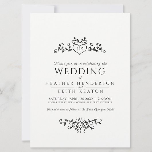 Mono-Hochzeit Einladung (Vorderseite)