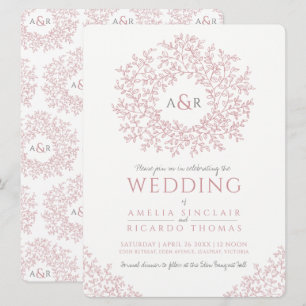 Mono-Hochzeit in Rosa Einladung