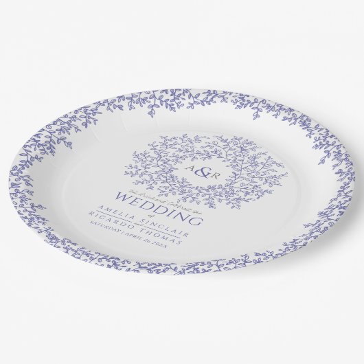 Mono-Hochzeit Pappteller (Schrägansicht)