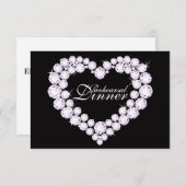 Mono Hochzeitsessen mit Diamantenherz laden zum Pr Einladung (Vorne/Hinten)