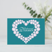 Mono Hochzeitsessen mit Diamantenherz laden zum Pr Einladung (Stehend Vorderseite)