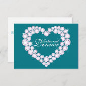 Mono Hochzeitsessen mit Diamantenherz laden zum Pr Einladung (Vorne/Hinten)