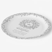 Mono-Kreis-Blatt zeichnend Mono-Hochzeit Pappteller (Schrägansicht)