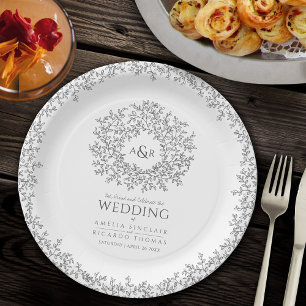 Mono-Kreis-Blatt zeichnend Mono-Hochzeit Pappteller