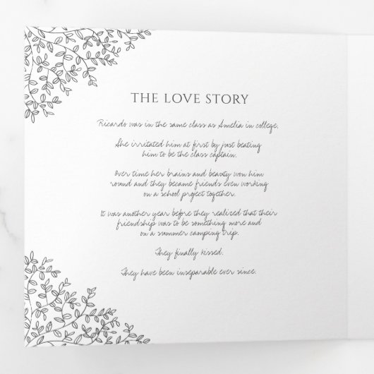 Mono Mono Mono Art Story Widding Foto Dreifach-gefaltete Programmkarte (Innen Erste Seite)