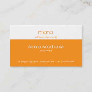 Mono Orange & White Business Card Visitenkarte