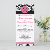 Mono-Rosa-Damast-Hochzeitsprogramm Programm (Stehend Vorderseite)