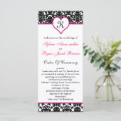 Mono-Rosa-Damast-Hochzeitsprogramm Programm (Stehend Vorderseite)