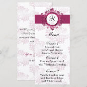 Mono-Rosa-Hochzeitsmenü Menükarte (Vorne/Hinten)