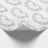 Mono silber-weiße Rosa-Initialen Geschenkpapier (Ecke)