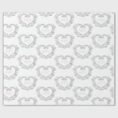 Mono silber-weiße Rosa-Initialen Geschenkpapier (Flach)