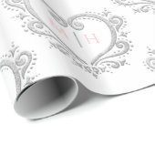 Mono silber-weiße Rosa-Initialen Geschenkpapier (Rolleneckpunkt)
