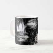 Monochrom Abstract Hatch Textur Kaffeetasse (Vorderseite Links)