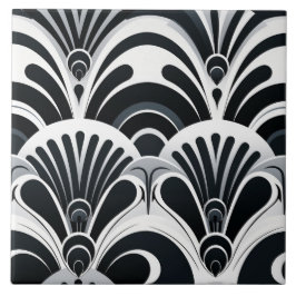 Monochrom Art Deco, kühl und dramatisch Fliese
