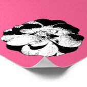 Monochrom-Blumenposter auf Bold Pink - Moderner Po Poster (Ecke)