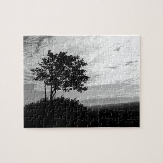 Monochrom der Baum-Silhouette Puzzle (Horizontal)