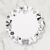 Monochrom der wild lebenden Blume Geschenkanhänger (Rückseite)