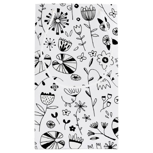 Monochrom der wild lebenden Blume Kleine Geschenktüte (Rückseite)