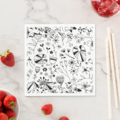 Monochrom der wild lebenden Blume Serviette (Beispiel)