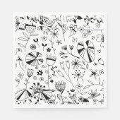 Monochrom der wild lebenden Blume Serviette (Vorderseite)