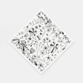 Monochrom der wild lebenden Blume Serviette (Ecke)
