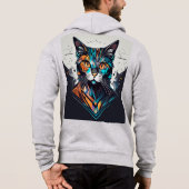 Monochrom Elegance: Kulturelle Leinwand mit Hoodie (Rückseite)