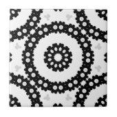 Monochrom Ethnic Folk Mosaic Geometric Muster Fliese (Vorderseite)