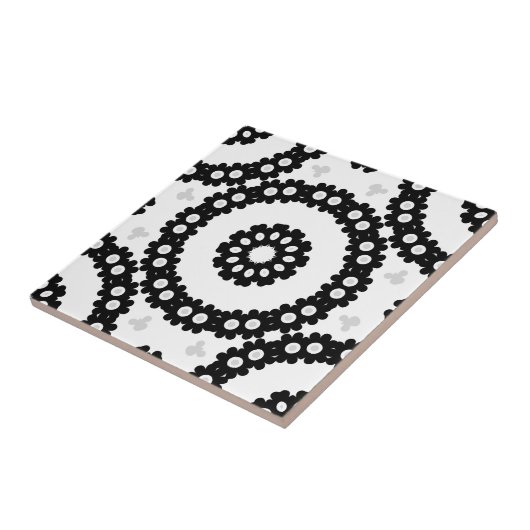 Monochrom Ethnic Folk Mosaic Geometric Muster Fliese (Seite)