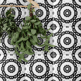 Monochrom Ethnic Folk Mosaic Geometric Muster Fliese