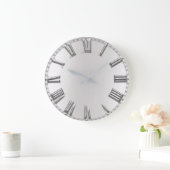 Monochrom Grau Metallic Grau Silber römische Zahle Große Wanduhr (Zuhause)