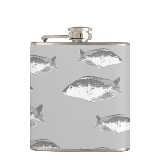 Monochrom-Graufisch Flachmann (Vorderseite)