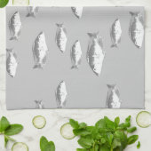 Monochrom-Graufisch Geschirrtuch (Gefaltet)