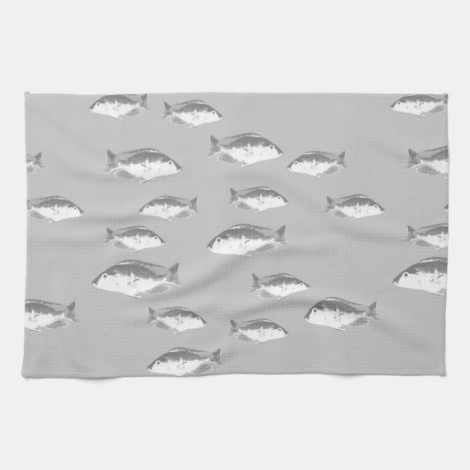 Monochrom-Graufisch Geschirrtuch (Horizontal)