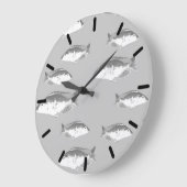 Monochrom-Graufisch Große Wanduhr (Winkel)
