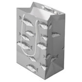 Monochrom-Graufisch Mittlere Geschenktüte (Vorderseite Schrägansicht)